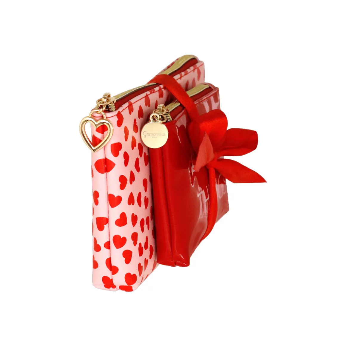Set due Trousse rosa e rosse da Donna Camomilla Milano