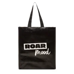 Shopper media animalier nera con fantasia leopardata