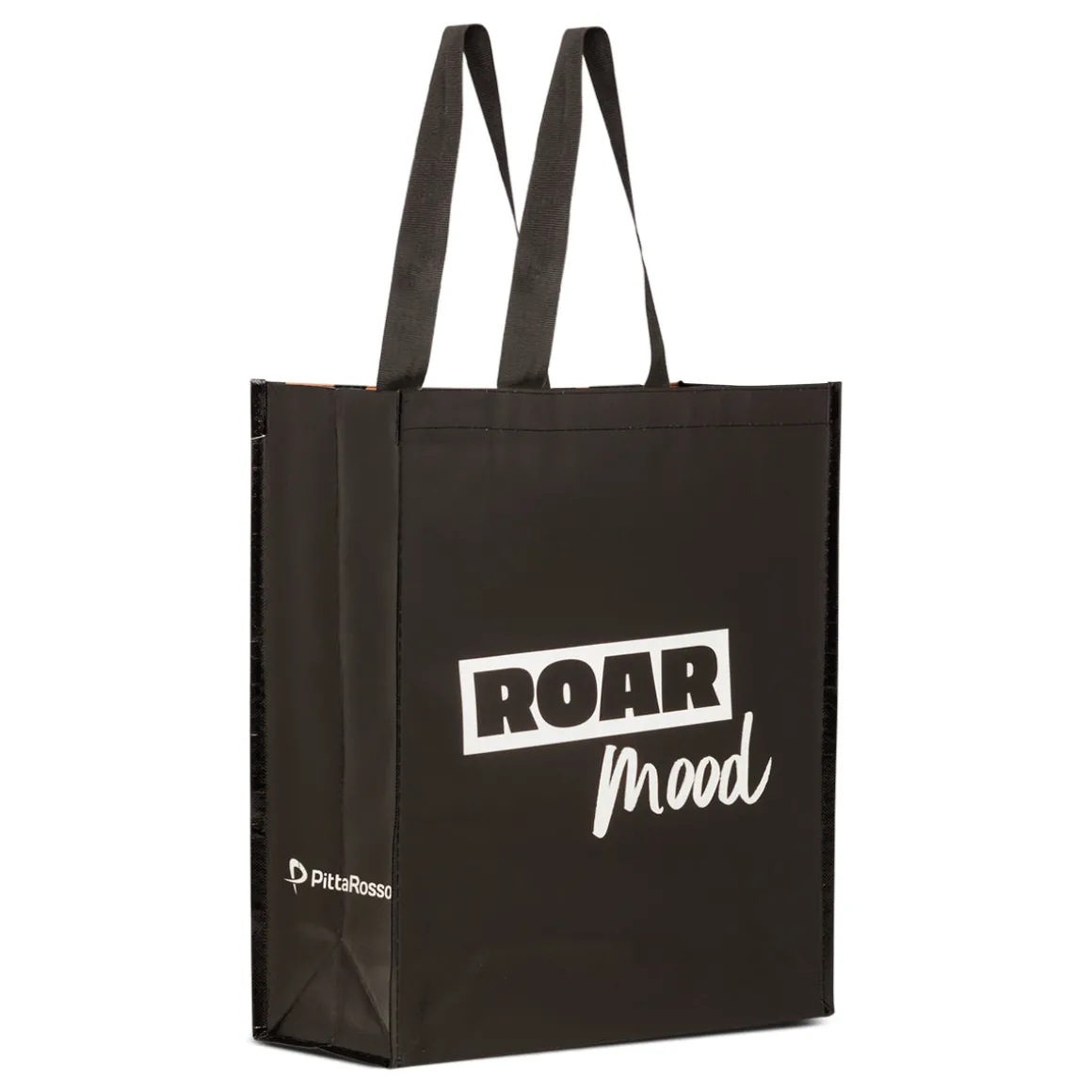 Shopper media animalier nera con fantasia leopardata