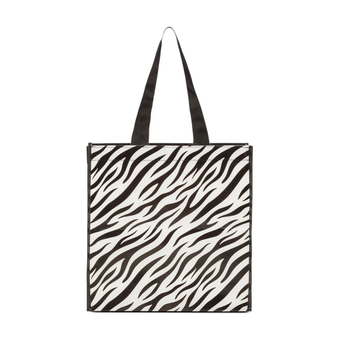 Shopper piccola animalier nera con fantasia zebrata