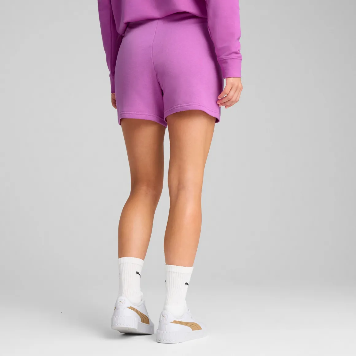 Shorts sportivi da Donna Lilla con tasche a filetto e logo ESS Small No. 1 Puma