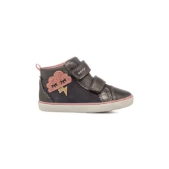 Sneakers alte bambina grigie con applicazione a nuvola glitterata Geox