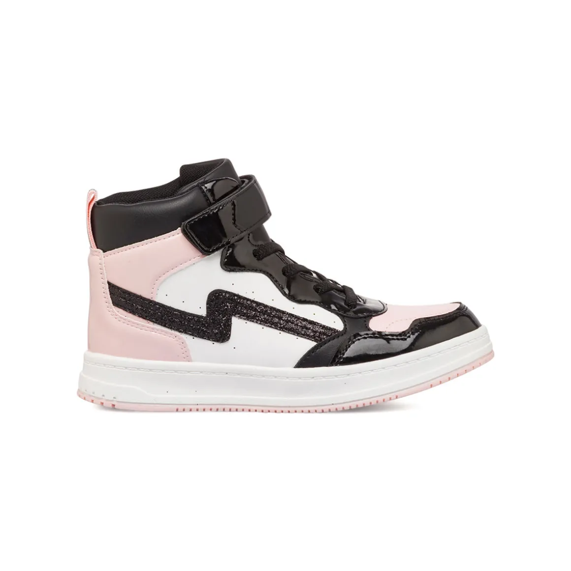 Sneakers alte bianche con dettagli rosa e nero da bambina Le Scarpe di Alice