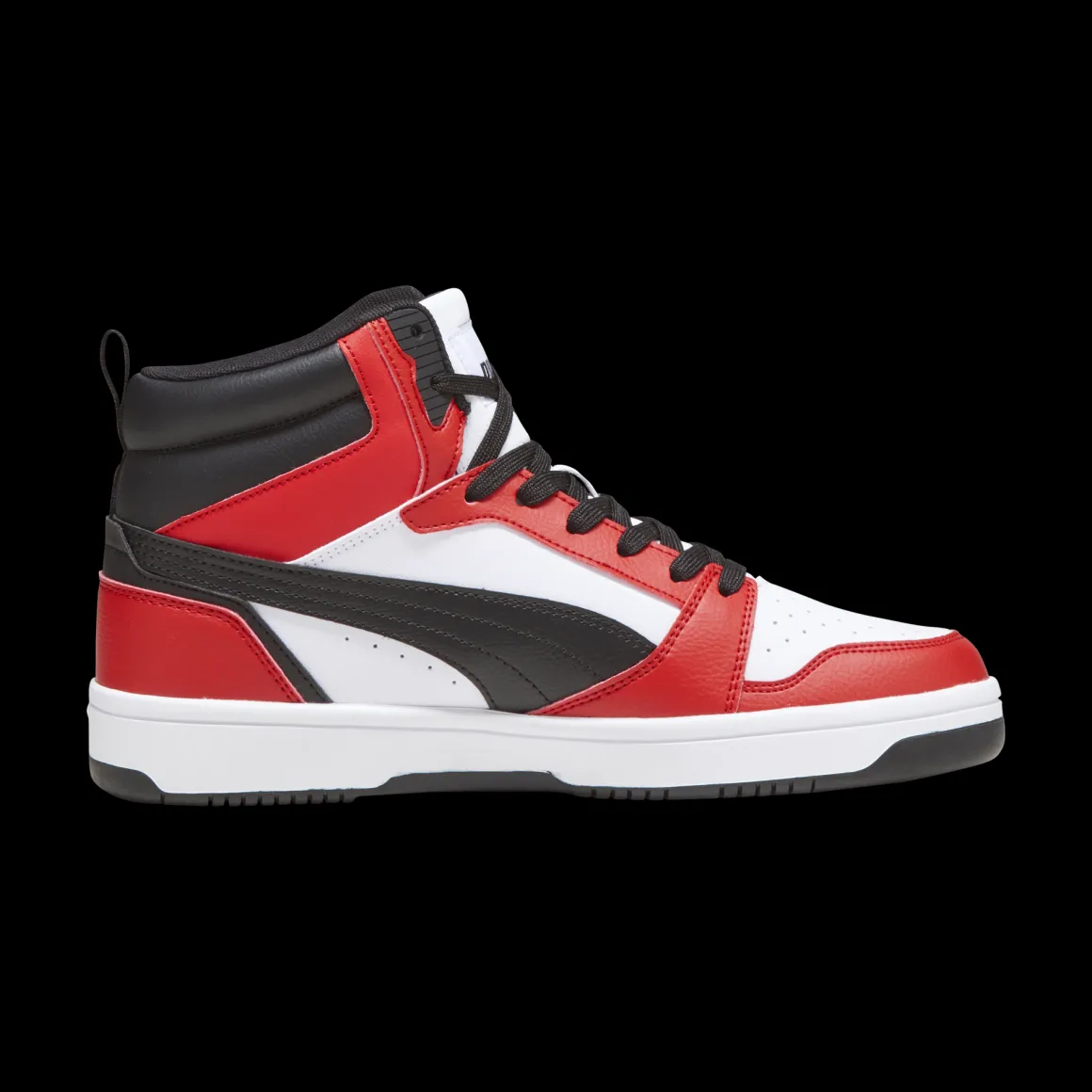 Sneakers alte bianche da uomo con dettagli rossi e neri Puma Rebound v6