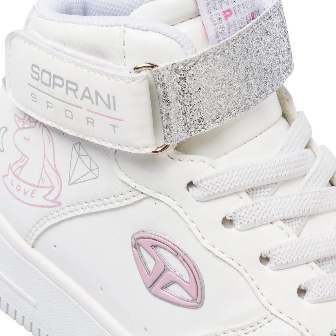 Sneakers alte bianche da Bambina con dettagli glitter Soprani Sport