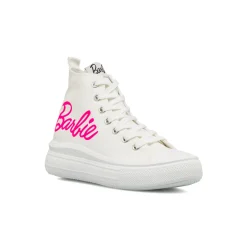 Sneakers alte bianche da Ragazza con suola Platform e logo rosa Barbie
