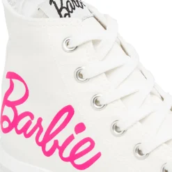 Sneakers alte bianche da Ragazza con suola Platform e logo rosa Barbie