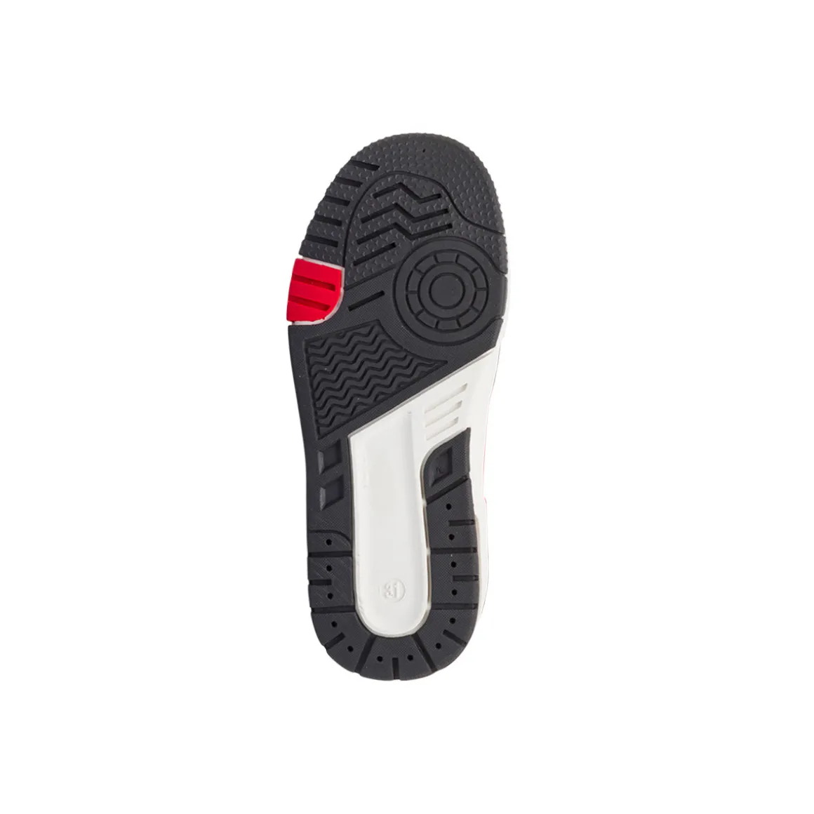 Sneakers alte bianche da ragazzo con dettagli grigio neri e rossi Birilli&Monelli