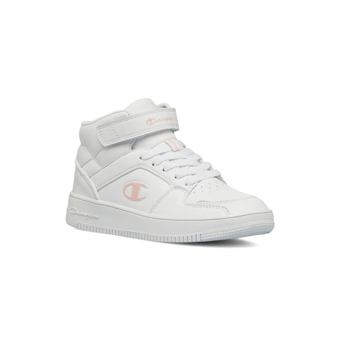 Sneakers alte bianche da Ragazza con logo rosa Champion Mid 2.0