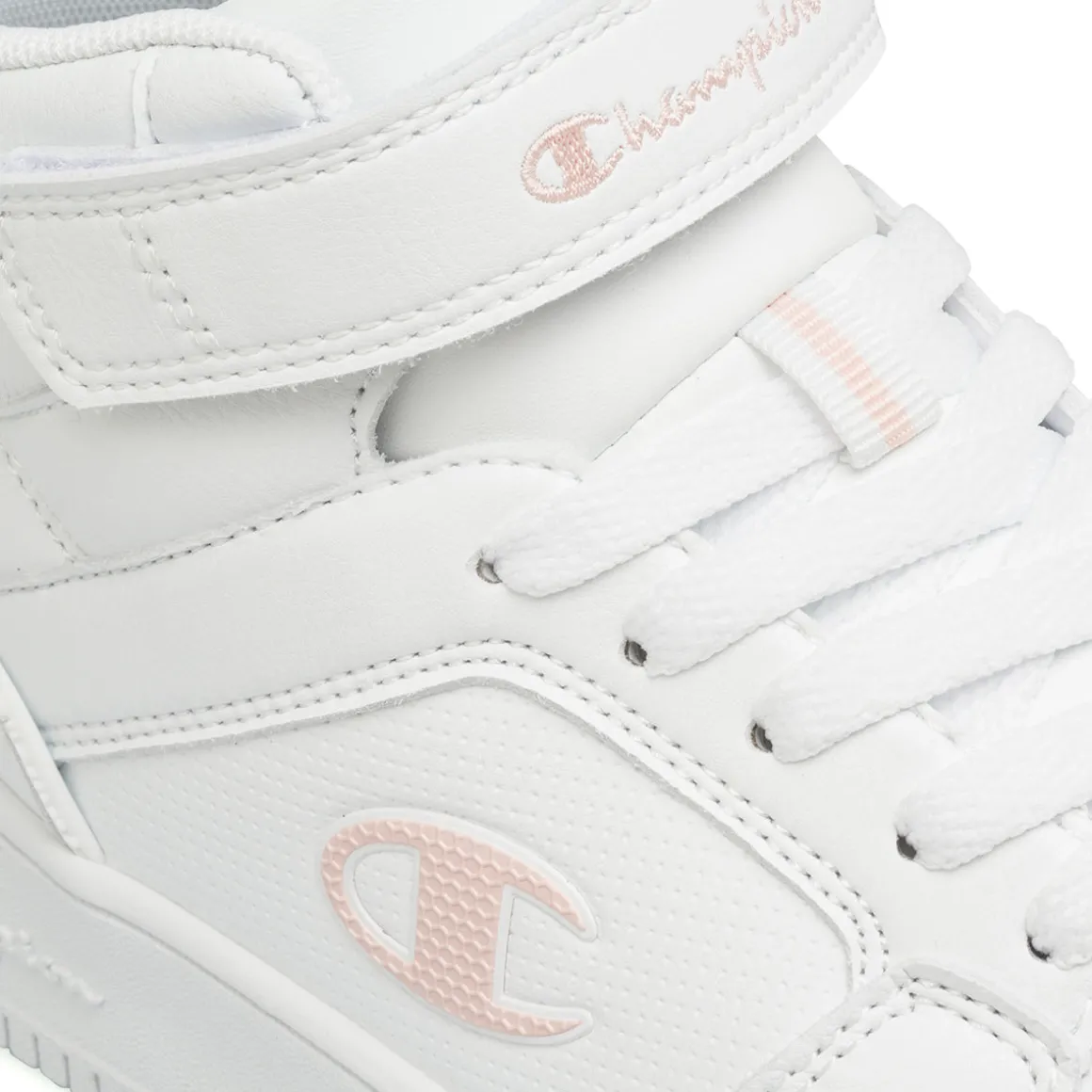 Sneakers alte bianche da Ragazza con logo rosa Champion Mid 2.0
