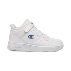 Sneakers alte bianche da bambina con logo laterale Champion Rebound Mid G Ps