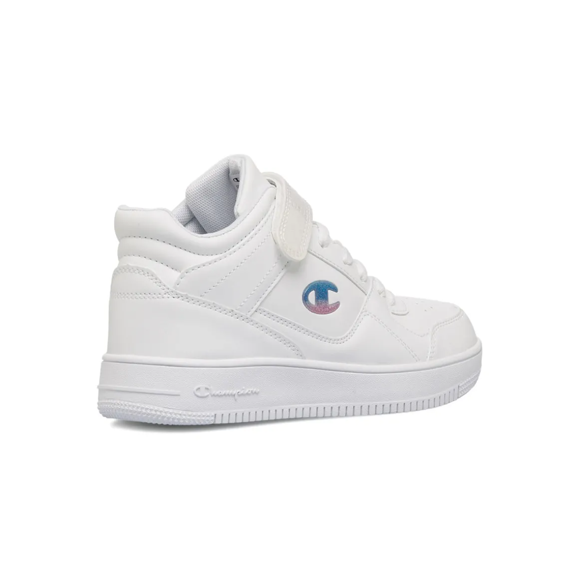 Sneakers alte bianche da bambina con logo laterale Champion Rebound Mid G Ps