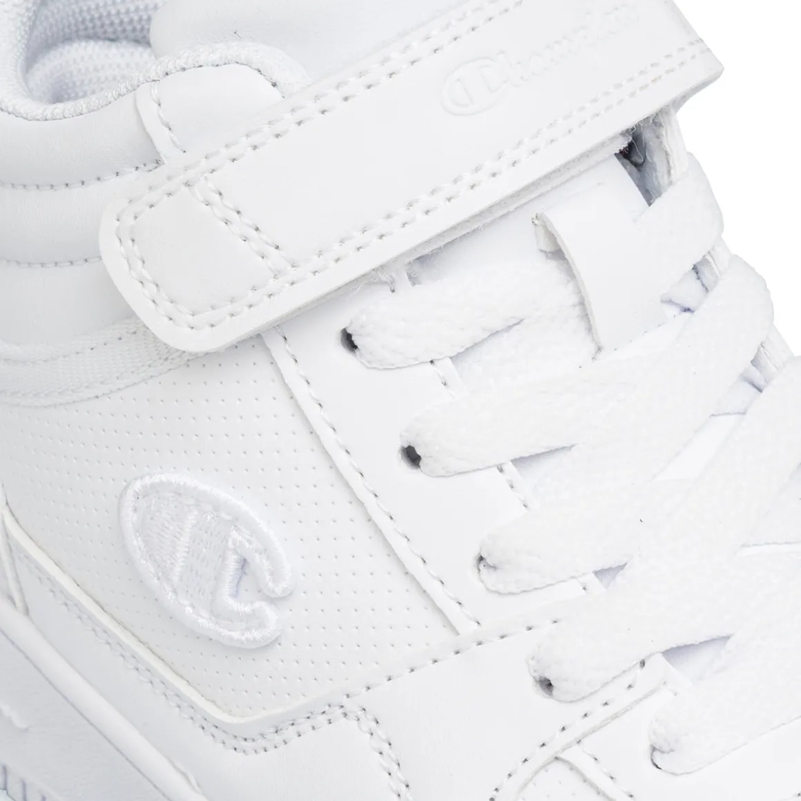 Sneakers alte bianche da bambino con logo laterale Champion Rebound Mid B Ps