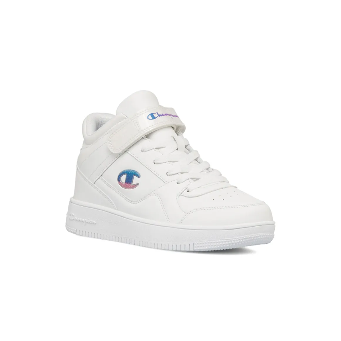 Sneakers alte bianche da ragazza con logo glitterato Champion Rebound Mid G GS