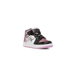 Sneakers alte bianche, nere e rosa effetto laminato da bambina Le scarpe di Alice