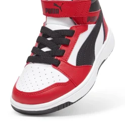 Sneakers alte bianche, rosse e nere da bambino Puma Rebound v6 Mid AC+ PS