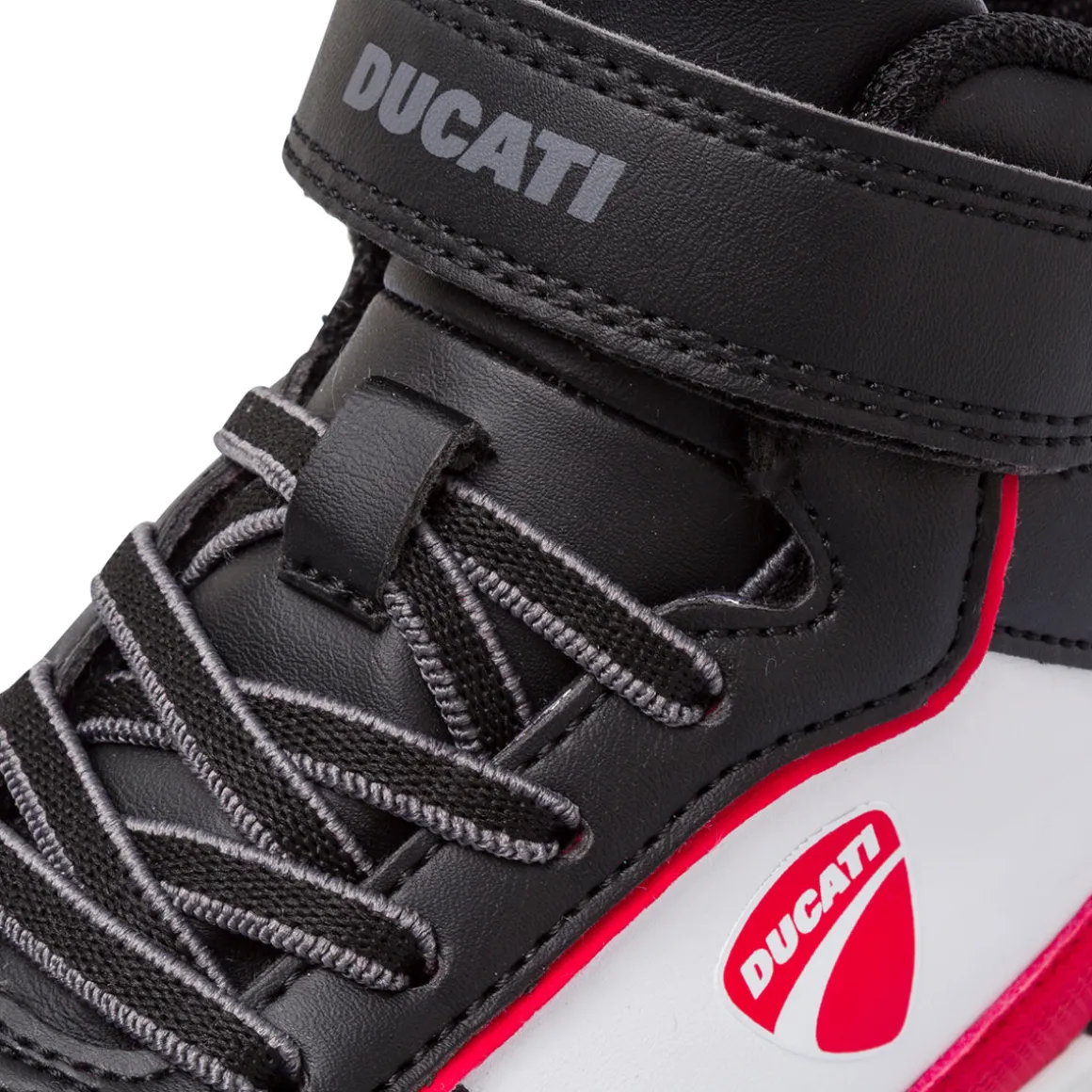Sneakers alte bicolore nere da Bambino con strappo Ducati
