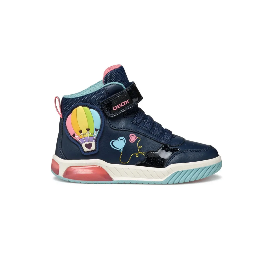 Sneakers alte blu da Bambina con suola traspirante e luci Geox