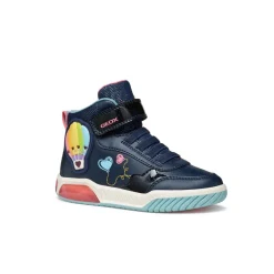 Sneakers alte blu da Bambina con suola traspirante e luci Geox
