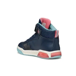 Sneakers alte blu da Bambina con suola traspirante e luci Geox