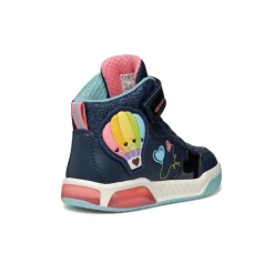 Sneakers alte blu da Bambina con suola traspirante e luci Geox