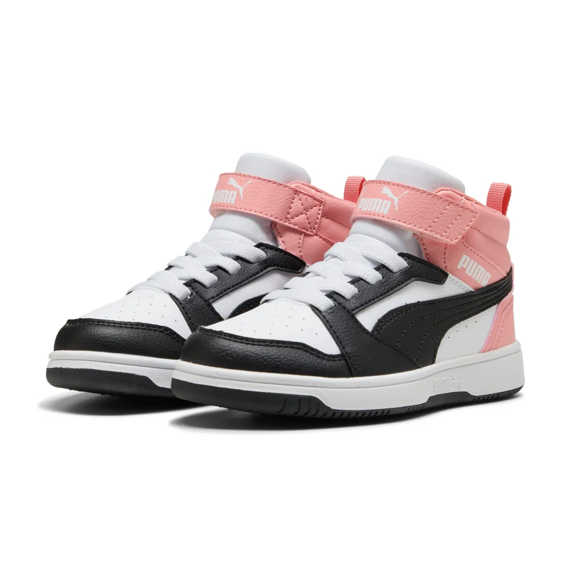 Sneakers Alte da Bambina e Ragazza Bianche con dettagli rosa Puma Rebound V6 Mid