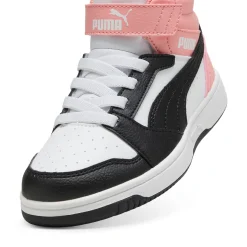 Sneakers Alte da Bambina e Ragazza Bianche con dettagli rosa Puma Rebound V6 Mid