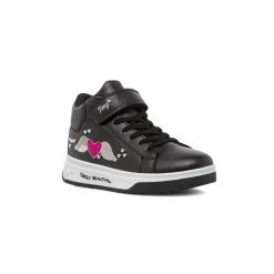 Sneakers alte da bambina nere con cuore glitter Primigi