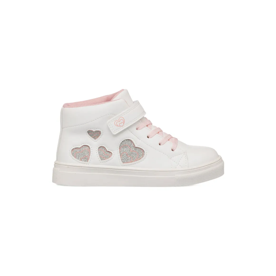 Sneakers alte da bambina bianche con dettaglio cuori con glitter Le scarpe di Alice