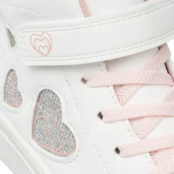Sneakers alte da bambina bianche con dettaglio cuori con glitter Le scarpe di Alice