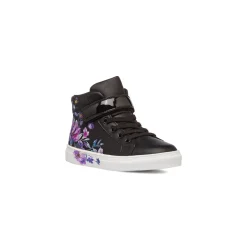 Sneakers alte da bambina nere con dettagli fiori Le Scarpe di Alice