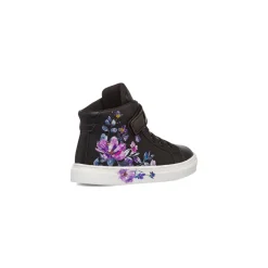 Sneakers alte da bambina nere con dettagli fiori Le Scarpe di Alice