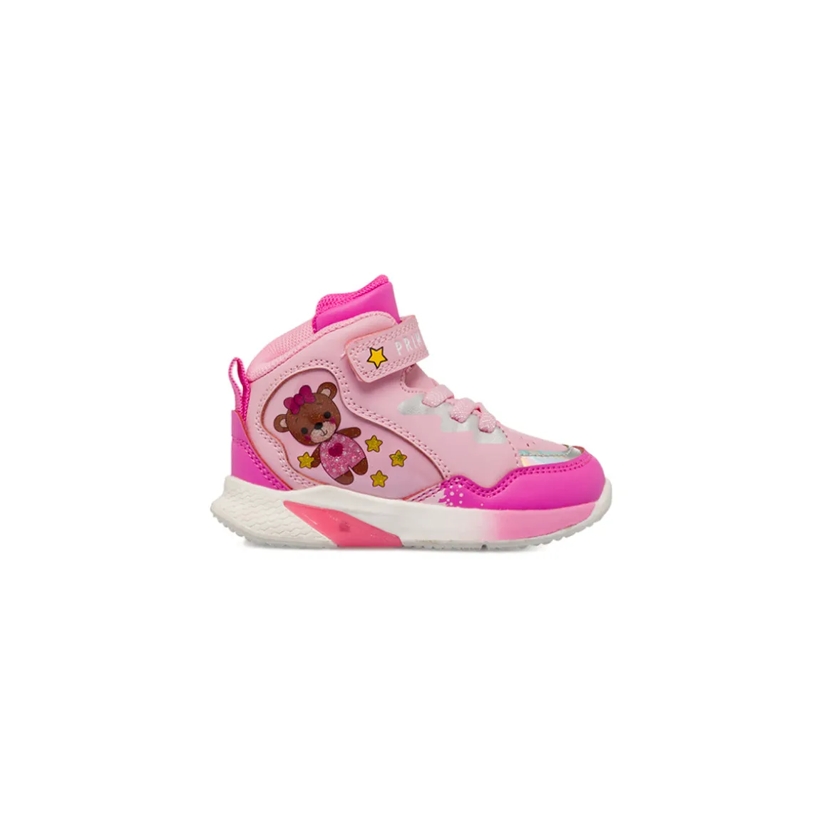 Sneakers alte da bambina rosa con strappo e Luci Primigi