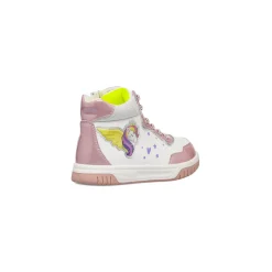 Sneakers alte da bambina bianche e rosa con dettagli unicorno Le Scarpe di Alice