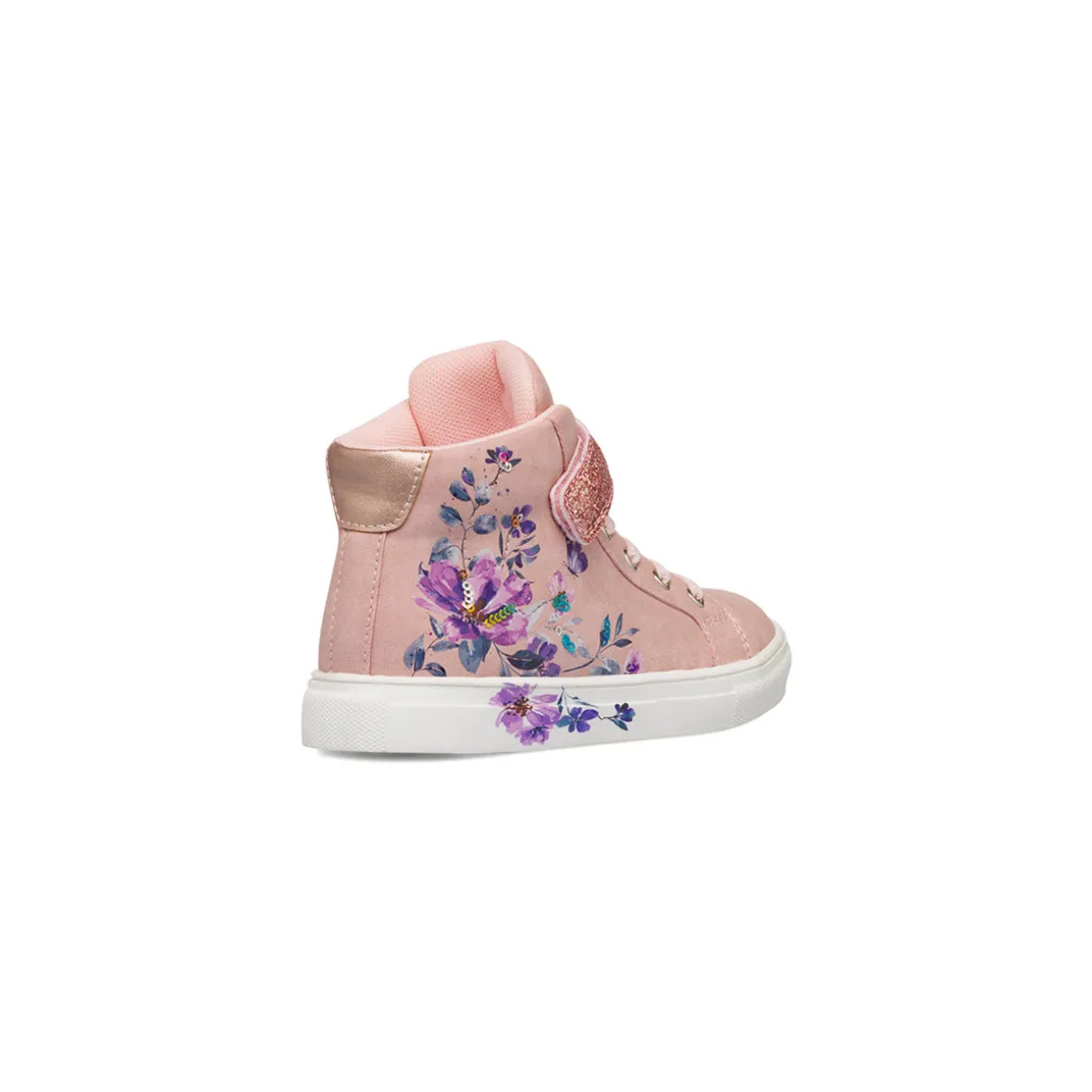 Sneakers alte da bambina rosa con dettagli fiori Le Scarpe di Alice