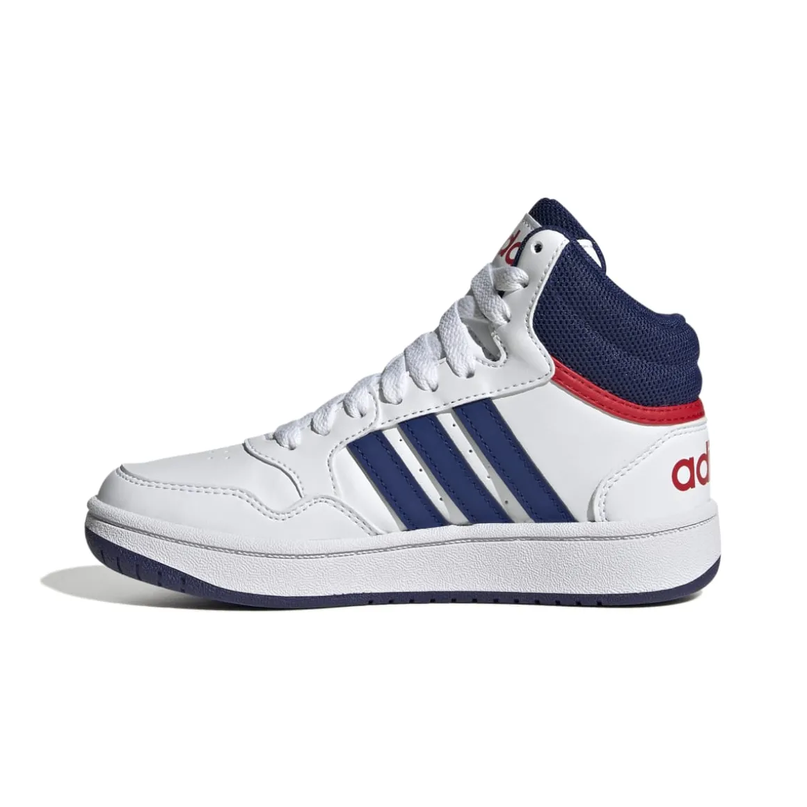 Sneakers alte da bambino bianche con logo adidas Hoops 3.0