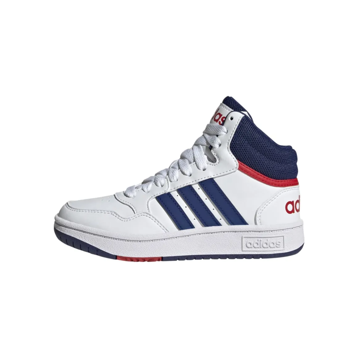 Sneakers alte da bambino bianche con logo adidas Hoops 3.0
