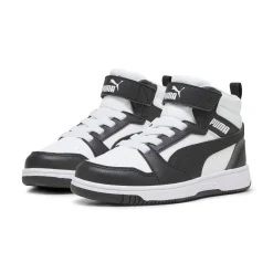 Sneakers alte da bambino bianche con dettagli neri e grigi Puma Rebound V6