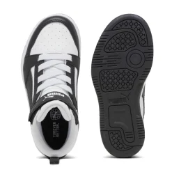 Sneakers alte da bambino bianche con dettagli neri e grigi Puma Rebound V6