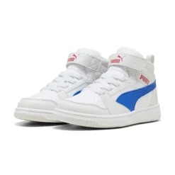 Sneakers alte da bambino bianche con dettaglio blu e con logo Puma Rebound V6 Mid