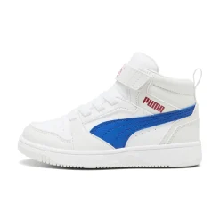 Sneakers alte da bambino bianche con dettaglio blu e con logo Puma Rebound V6 Mid