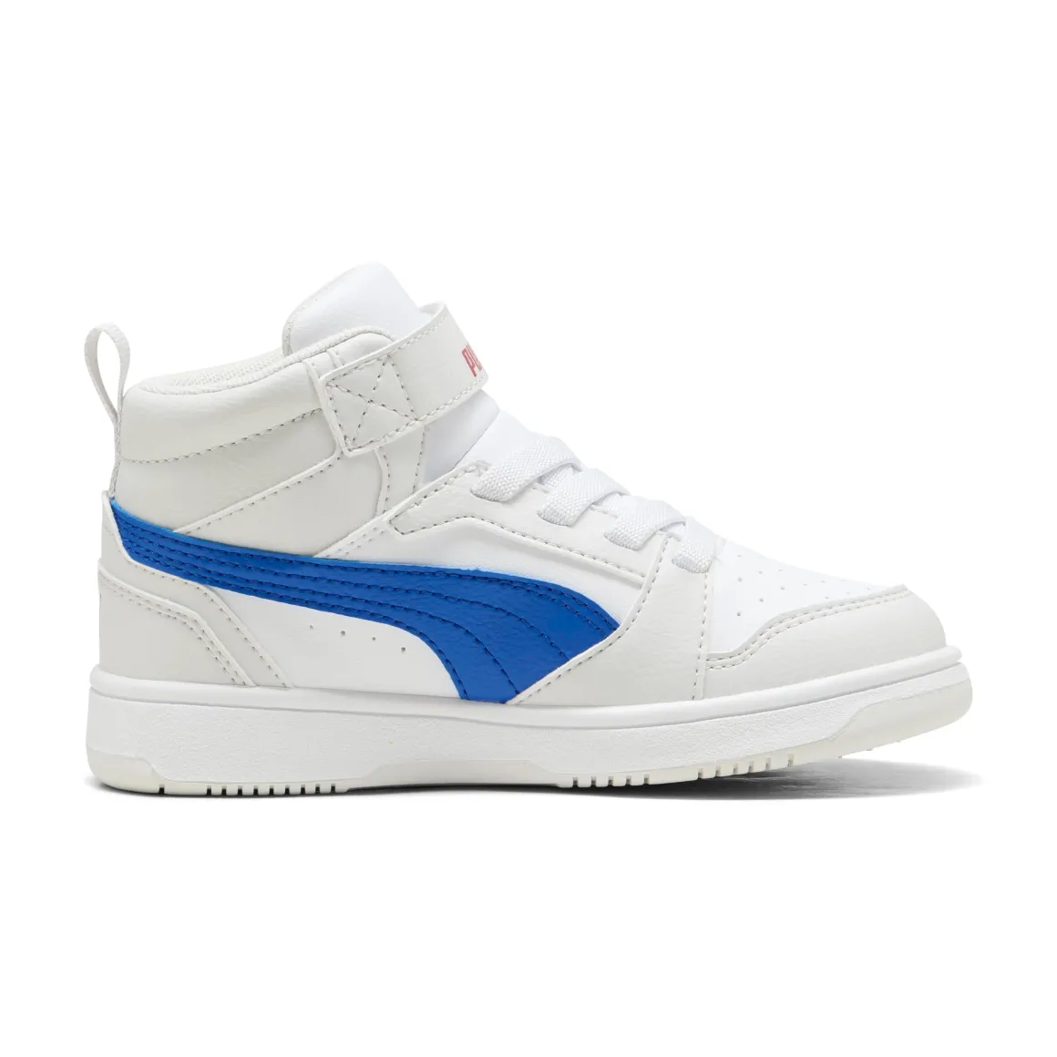 Sneakers alte da bambino bianche con dettaglio blu e con logo Puma Rebound V6 Mid