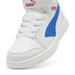 Sneakers alte da bambino bianche con dettaglio blu e con logo Puma Rebound V6 Mid