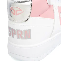 Sneakers alte da ragazza bianche con dettagli rosa e laminati Soprani Sport