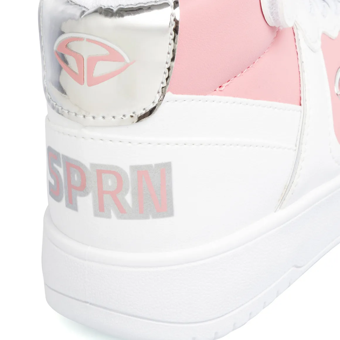 Sneakers alte da ragazza bianche con dettagli rosa e laminati Soprani Sport