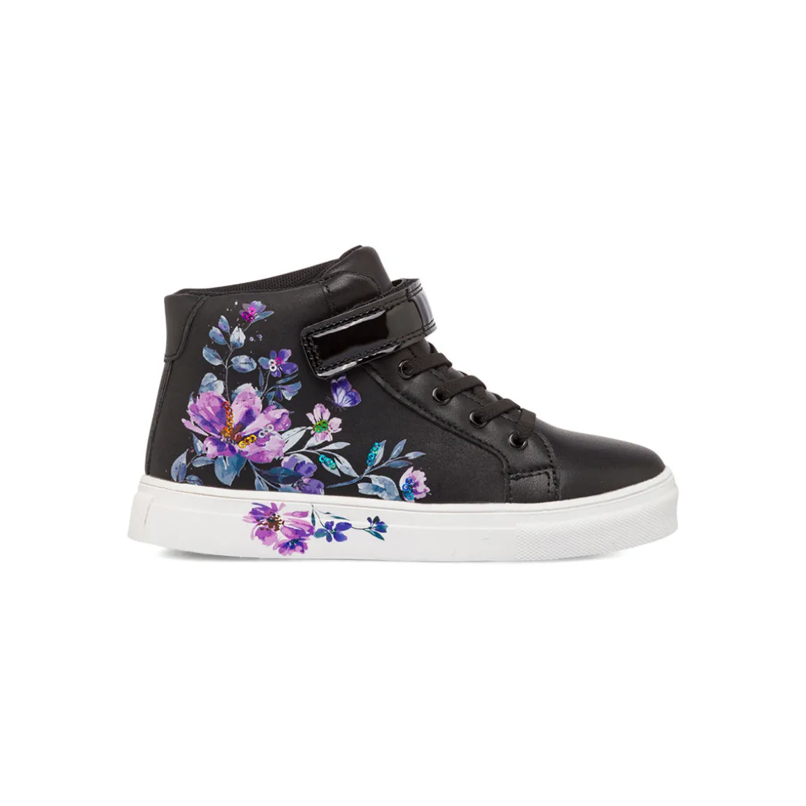 Sneakers alte da ragazza nere con dettagli floreali Le Scarpe di Alice