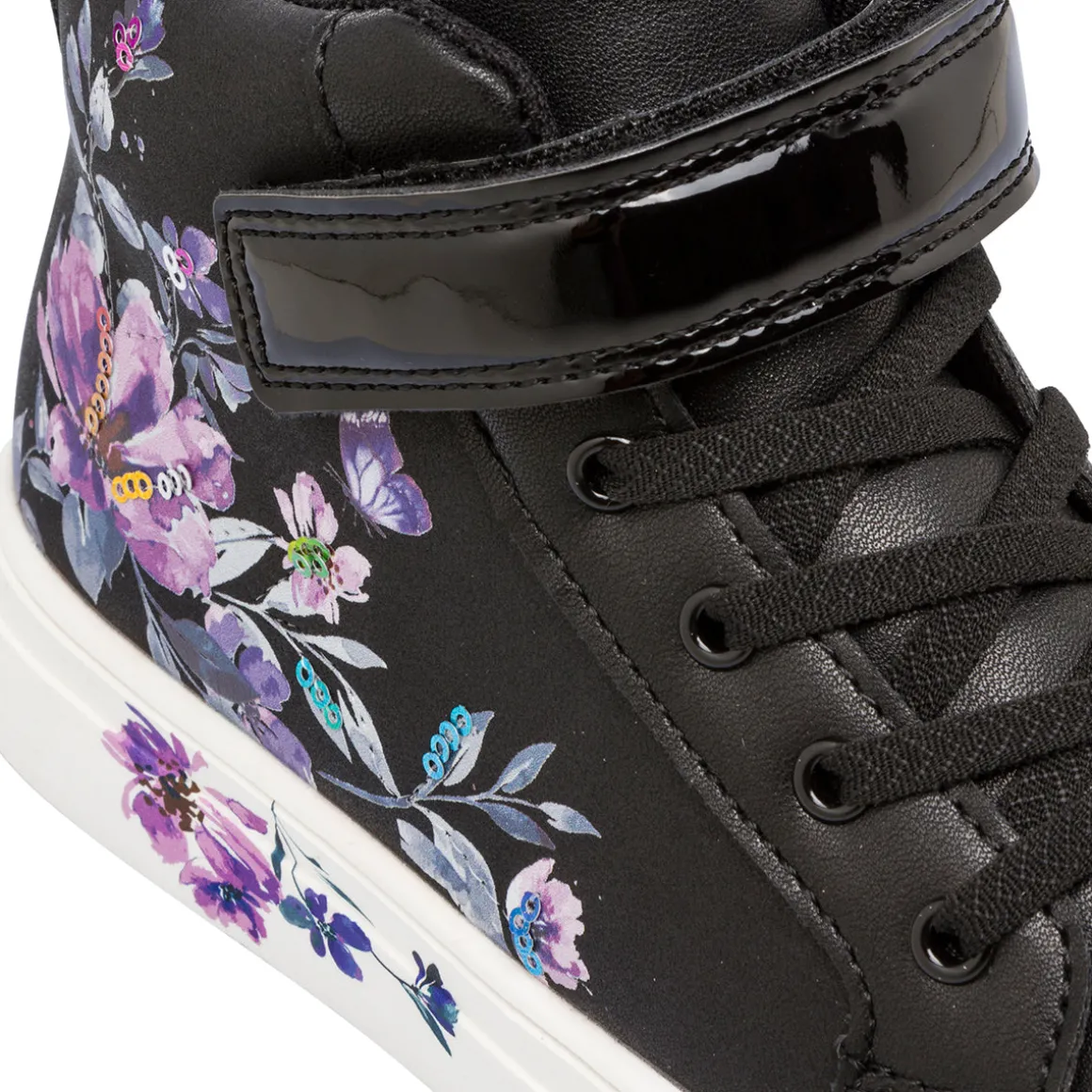 Sneakers alte da ragazza nere con dettagli floreali Le Scarpe di Alice