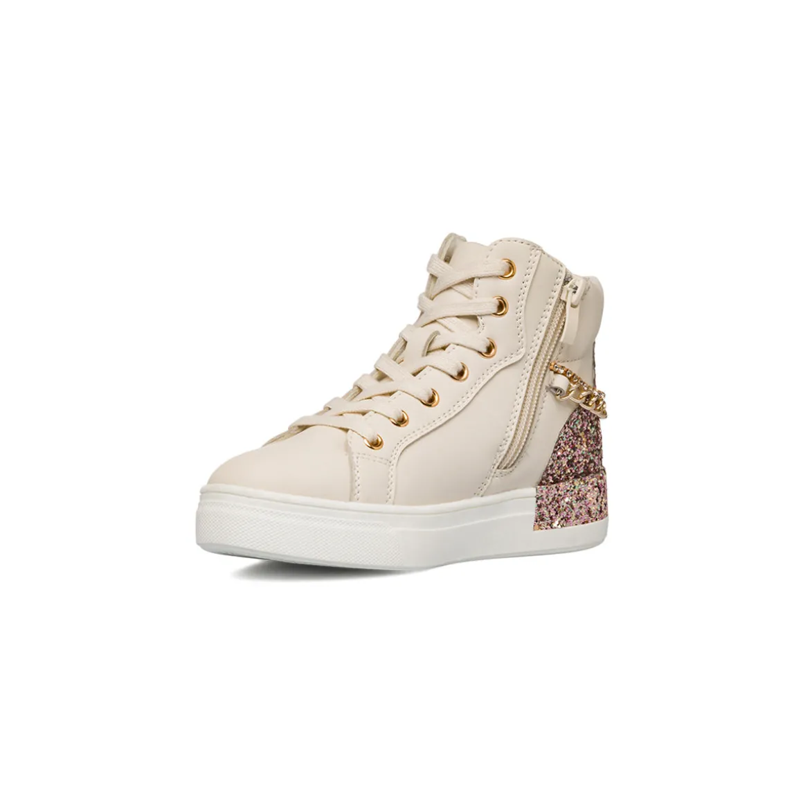Sneakers alte da ragazza rosa con glitter Dieci Baci