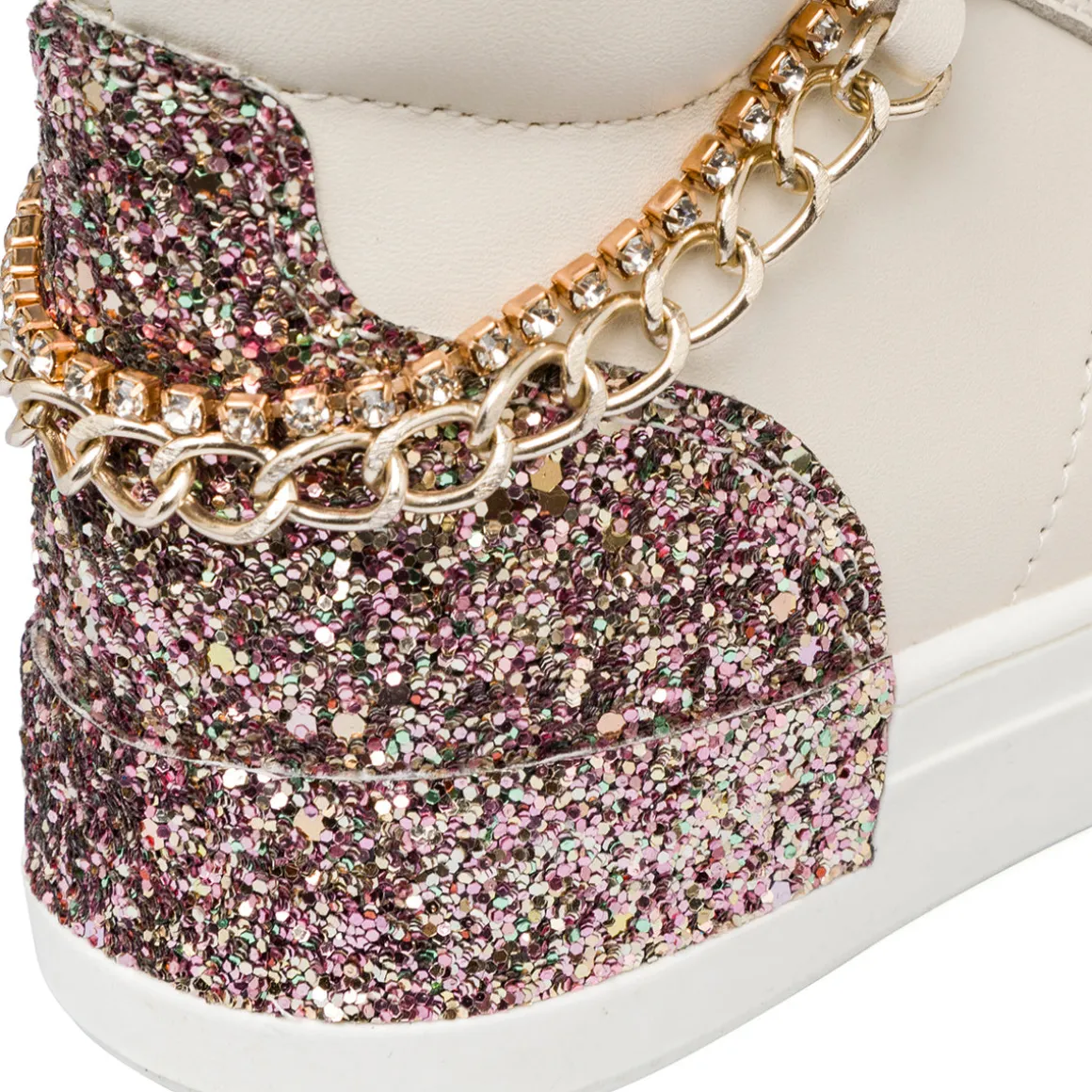 Sneakers alte da ragazza rosa con glitter Dieci Baci