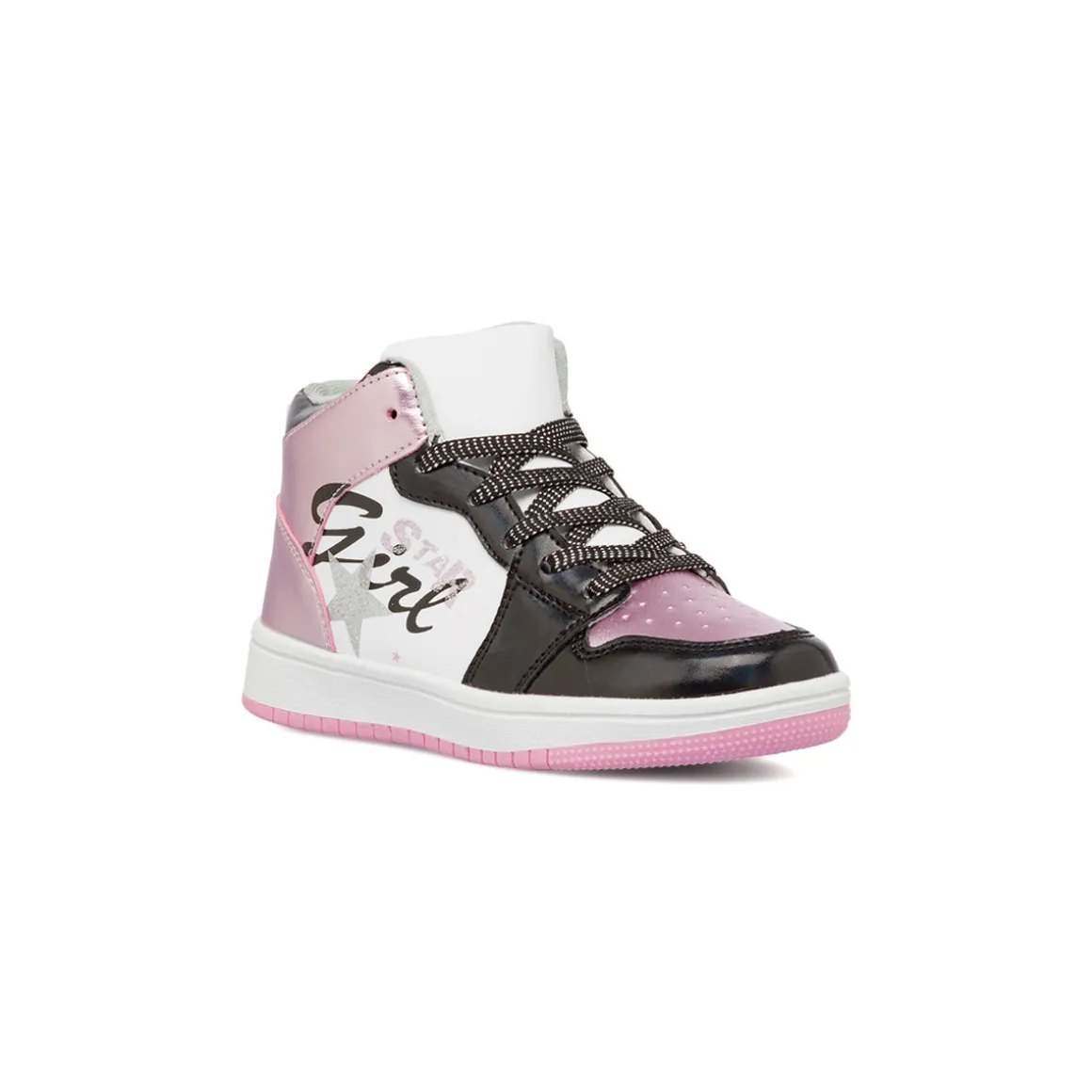 Sneakers alte da ragazza nere e rosa metallizzato e con glitter Le scarpe di Alice